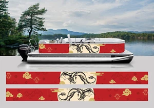 WRAPPING PONTOON REPLACEMENT GRAPHICS KIT DECAL STICKERS BOATS NEW YEAR DRAGON - Picture 1 of 1
