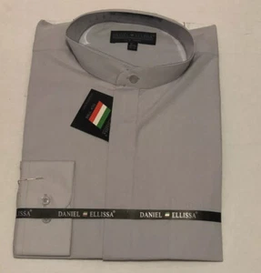 DANIEL ELLISSA MENS DRESS SHIRT BANDED COLLAR  NWT 16.5 GREY 34-35 - Picture 1 of 1