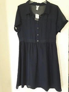 FOREVER 21 Women's Short Sleeve Navy Blue Dress Size L NEW - Picture 1 of 4