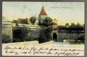 Postal de color Nuremberg: puerta de jardinería animal, funcionó 1904 - Imagen 1 de 2