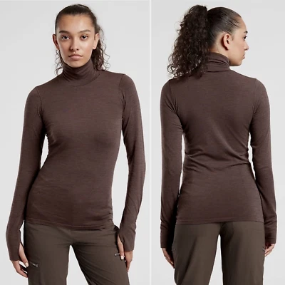 NWT Athleta Foresthill Ascent Turtleneck Top XXS Walnut Merino Wool Fitted Soft - Image 1 of 4