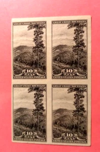 SCOTT # 765 -  BLOCK OF 4 GREAT SMOKEY MTS 10 CENT STAMPS  - F/FF - NGAI  -  MNH - Picture 1 of 2