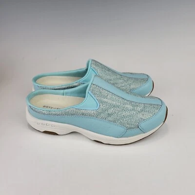 Easy Spirit Traveltime Women's 7.5 M  Blue Leather Pattern Comfort Clog Mule NEW - Изображение 1 из 4