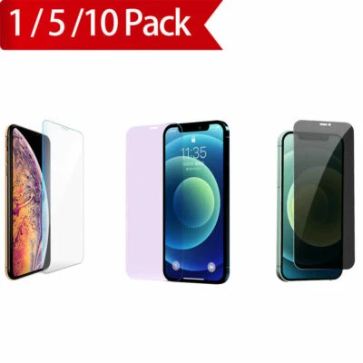 Lot For iPhone 8/XS/11/12/13/14 15 16 Clear/Anti-Blue/Anti-Spy Screen  Protector - Image 1 of 4