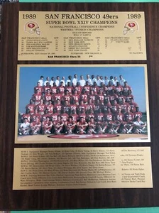 Vintage San Francisco 49ers 1989 Super Bowl XXIV Plaque NFL Football Team Photo - Picture 1 of 1