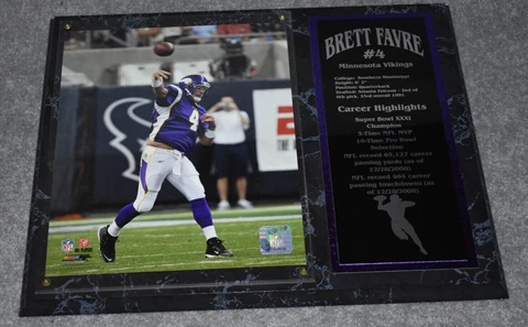MINNESOTA VIKINGS BRETT FAVRE #4 12" x 15" SPORTS PLAQUE Cover