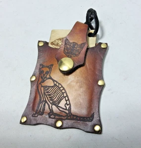 Laser cut leather wallet by me scalloped web bat shaped custom goth rockabilly - Picture 1 of 8