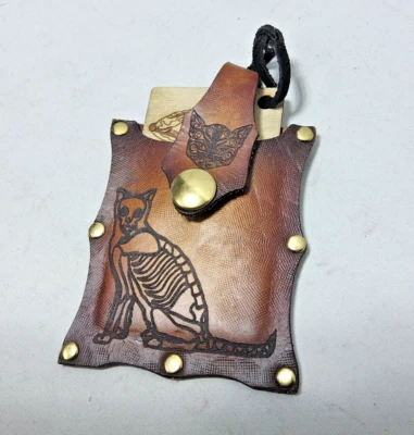 Laser cut leather wallet by me scalloped web bat shaped custom goth rockabilly - Image 1 of 4