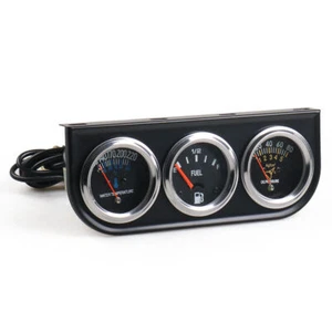 2"52mm Chrome 3in1 Car Triple Gauge Kit Oil Pressure Water Temp Fuel Level Black - Picture 1 of 5
