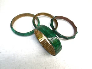 Vier Vintage Armbänder/Armreifen in echt Malachit Edelstein - Bild 1 von 15