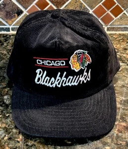 Vintage Chicago Blackhawks Script Corduroy American Needle  SnapBack Hat Cap - Picture 1 of 14