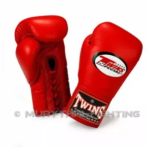 Twins Boxing Gloves Lace Closure BGLL-1 Red - Picture 1 of 3