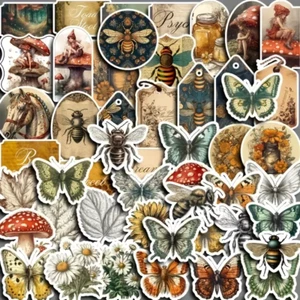 5-50pc Vintage Animal Stickers Pack Lot Unique Laptop, Scrapbook, Journaling Fun - Picture 1 of 11