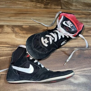 Vintage Nike GRECO SUPREME Wrestling Shoes Black White Red Motion Small Size 5.5 - Picture 1 of 18