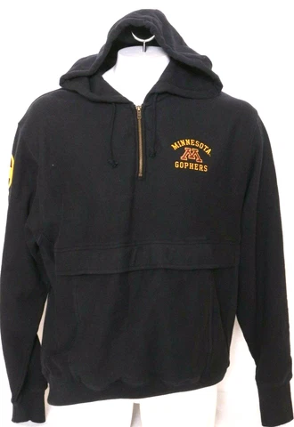 NEW Minnesota Gophers LS 1/4 Zip Front Pocket Hooded Sweatshirt Black Men's L Cover