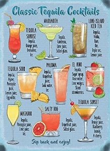 Classic Tequila Cocktail recipes large steel sign 400mm x 300mm (og) - Picture 1 of 1
