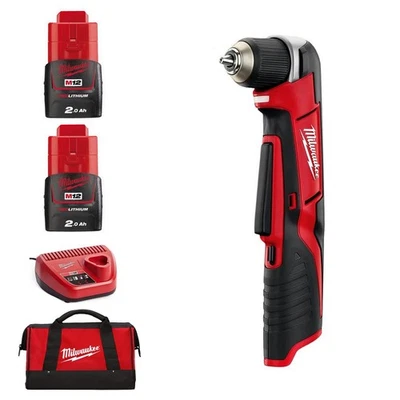 Milwaukee M12 C12RAD-202B 12V Sub Compact Right Angle Drill Kit 2X 2.0Ah - Image 1 of 4