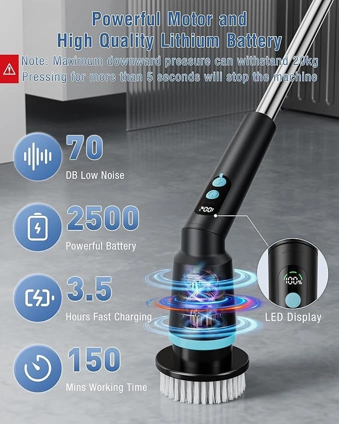 Kimeetol Spazzola elettrica rotante, con comando  spazzola per la pulizia - Immagine 1 di 4