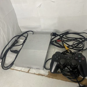 PlayStation 2 Silver SCPH-90001 Console System Cords Controller PS2 Slim Tested - Picture 1 of 8