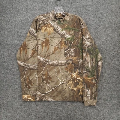 Realtree Shirt Mens M Medium Brown Long Sleeve Mock Neck Pullover Hunting Camo - Image 1 of 4
