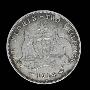 AUSTRALIA GEORGE V SILVER (.925) FLORIN  - 1914 ++ NICE GRADE -SCARCE ++[187-12] - Picture 1 of 2