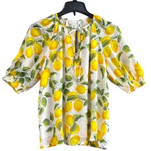 Rachel Zoe Lemon Print Swiss Dot Top - Picture 1 of 4
