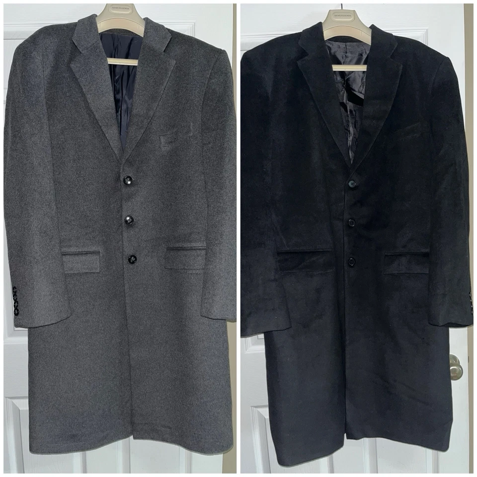 正品巴基斯坦 100% 正品羊绒羊毛外套,灰色和黑色可选,46R — 第 1/4 张图片