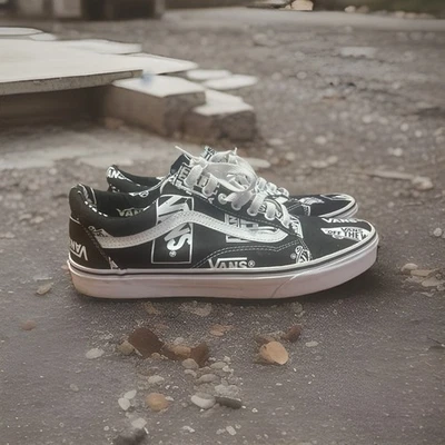 Vans Raro Old Skool Fuera de la Pared Logo Estampado Zapatos para Hombre Talla 11 Foto 1 de 3