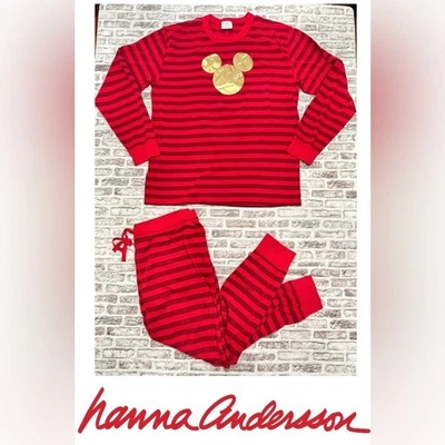 Hanna Andersson Pajama Set Adult Disney Mickey Organic Cotton Lounge Xmas XL - Image 1 of 4