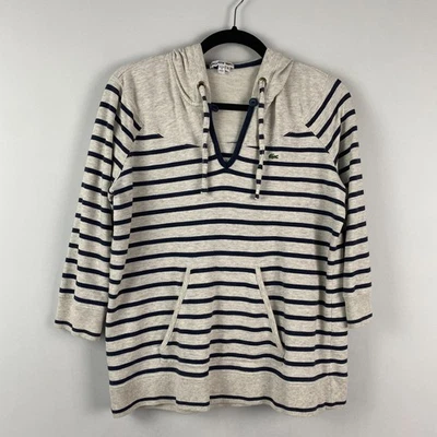 Sudadera con capucha Lacoste para mujer 44 EE. UU. 12 gris azul marino a rayas mangas 3/4 Foto 1 de 4