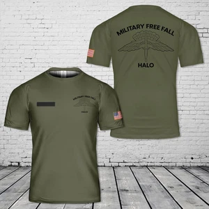 Nombre Personalizado Militar Caída Libre Paracaidista Insignia HALO T-Shirt 3D Regalo Padre Hombres - Imagen 1 de 2