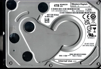 WD40NDZW-11MR8S1 S/N: WXD2D WESTERN DIGITAL 4TB THAILAND MAR 2022 - Image 1 of 2