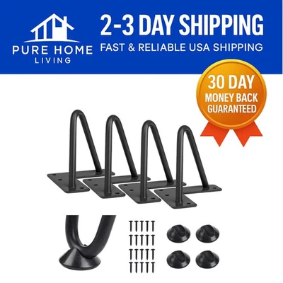 Patas de horquilla negras resistentes de 4 pulgadas - acero de alta resistencia para sofá y gabinete (4PK) Foto 1 de 4