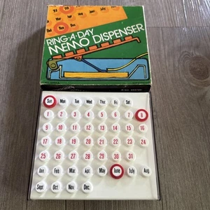 Ring A Day Date Mid Century Modern Perpetual Desk Calendar 1970s Memo Box 5” - Picture 1 of 9