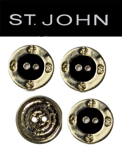 St John Knits (0,5 pollici) tono oro smalto nero logo piatto 2 fori bottoni rotondi - Foto 1 di 1