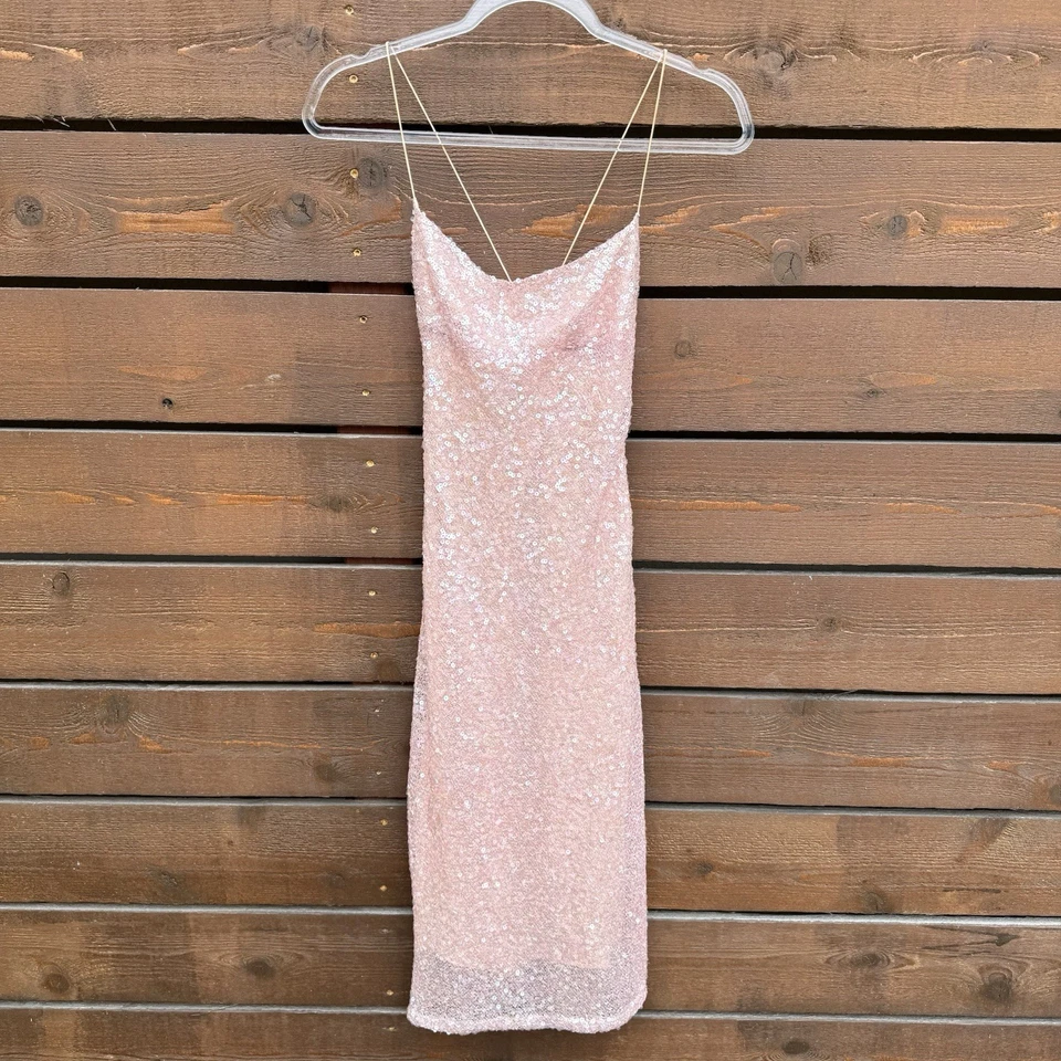 Vestido Vaina Vintage Años 90 Y2K Richard Tyler Couture Red Malla Lentejuelas Talla 4 Rosa Foto 1 de 4