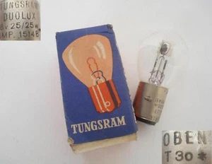 VINTAGE ORIGINAL TUNGSRAM AUTOMOBILE LIGHT BULB w/BOX - Picture 1 of 4