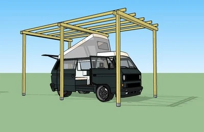 Pergola libera 3x6x h.3 mt. in legno impregnato e ferramenta zincata inclusa
