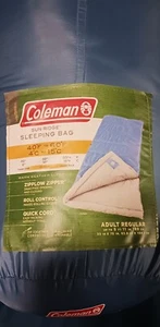 Blue Coleman Sun Ridge 40-60 Adult Regular Camping Sleeping Bag w/ Carry Bag - Picture 1 of 6