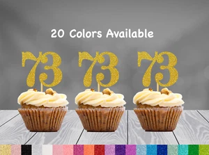 73rd Birthday Cupcake Toppers Party Decorations (SET of 12) 20 Colors Available - Bild 1 von 4