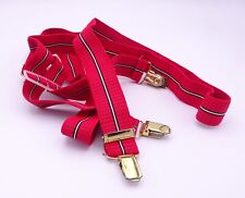 Men's Vintage Red Black White Striped Gold Tone Slim Braces Suspenders