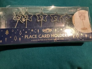 BNIP New Ginger Ray Pack of 6 Christmas Place Card Holders - Gold Glitter Star - Picture 1 of 4
