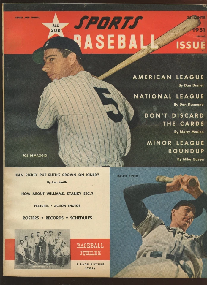 Anuario de béisbol Street & Smith 1951 con cubierta frontal de Joe DiMaggio Yankees en muy buen estado Foto 1 de 1