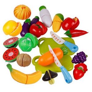 6Pcs Fruit Vegetable Food Cutting Set Kids Role Play Pretend Chef Kitchen Toy