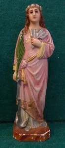 ST PHILOMENA w/ PALM, ARROWS and ANCHOR Vtg CHALKWARE FIGURE STATUE 160mm - Picture 1 of 12