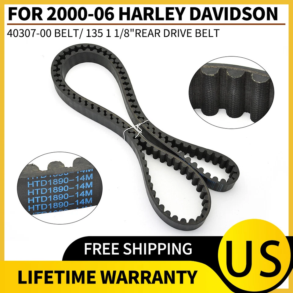 ✅Rear Drive Belt 40307-00 for 2000-2006 Harley-davidson Fatboy Flstf 135T 1-1/8" - Image 1 of 4