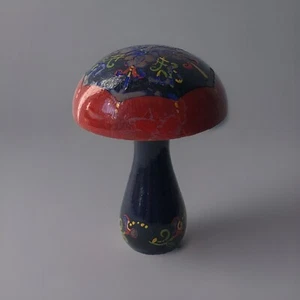 "Caja de agujas de pirografía de madera vintage con forma de hongo 3"" H" - Imagen 1 de 6