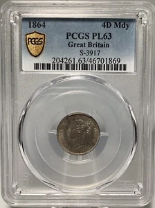 1864 PCGS PL63 Victoria England Great Britain Silver Maundy 4Pence Groat 4D - Picture 1 of 4