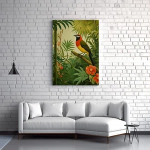 Tropical Bird Henri Rousseau Style, Jungle Wall Art, Canvas & Poster Print I98 - Picture 1 of 3