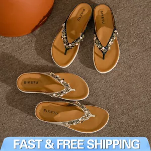 Damen Strass Sandalen Glitzer Schlappen Strand Flip Flop Hausschuhe Sommerschuhe - Bild 1 von 15